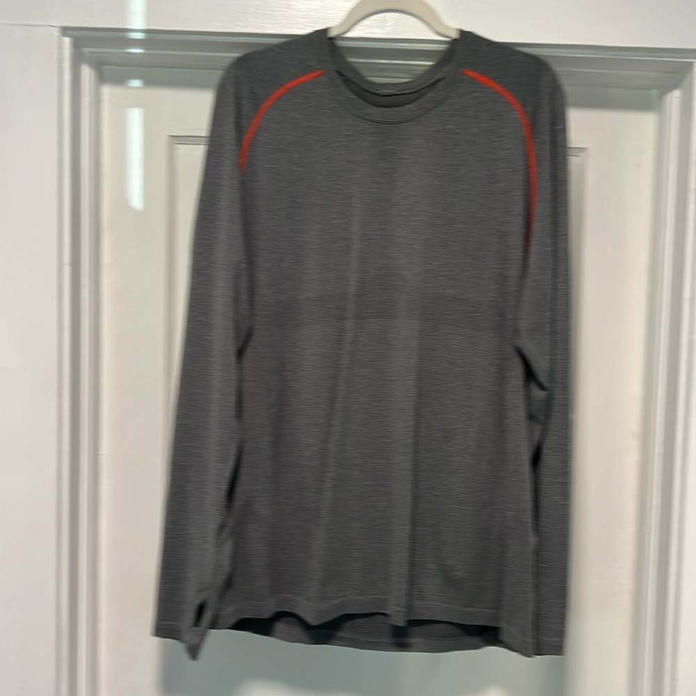 lululemon athletica metal vent tech Gray Long Sleeve Tee with Red Accents